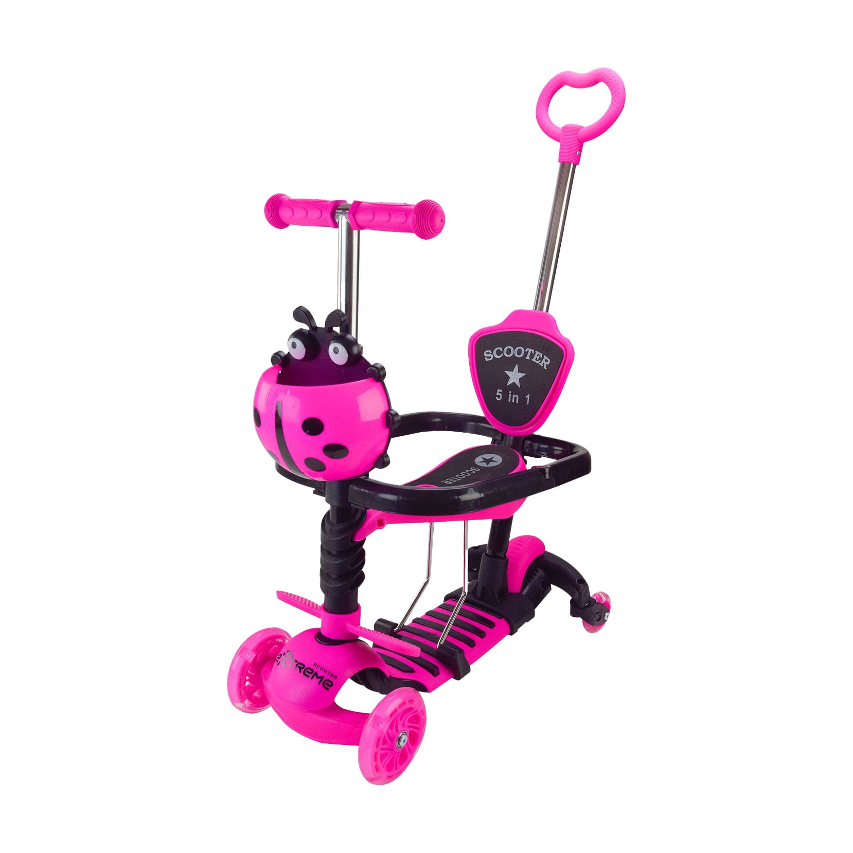 Дитячий самокат Shantou Jinxing Scooter триколісний, зі світлом, від 3 років, рожевий  (SC2501)
